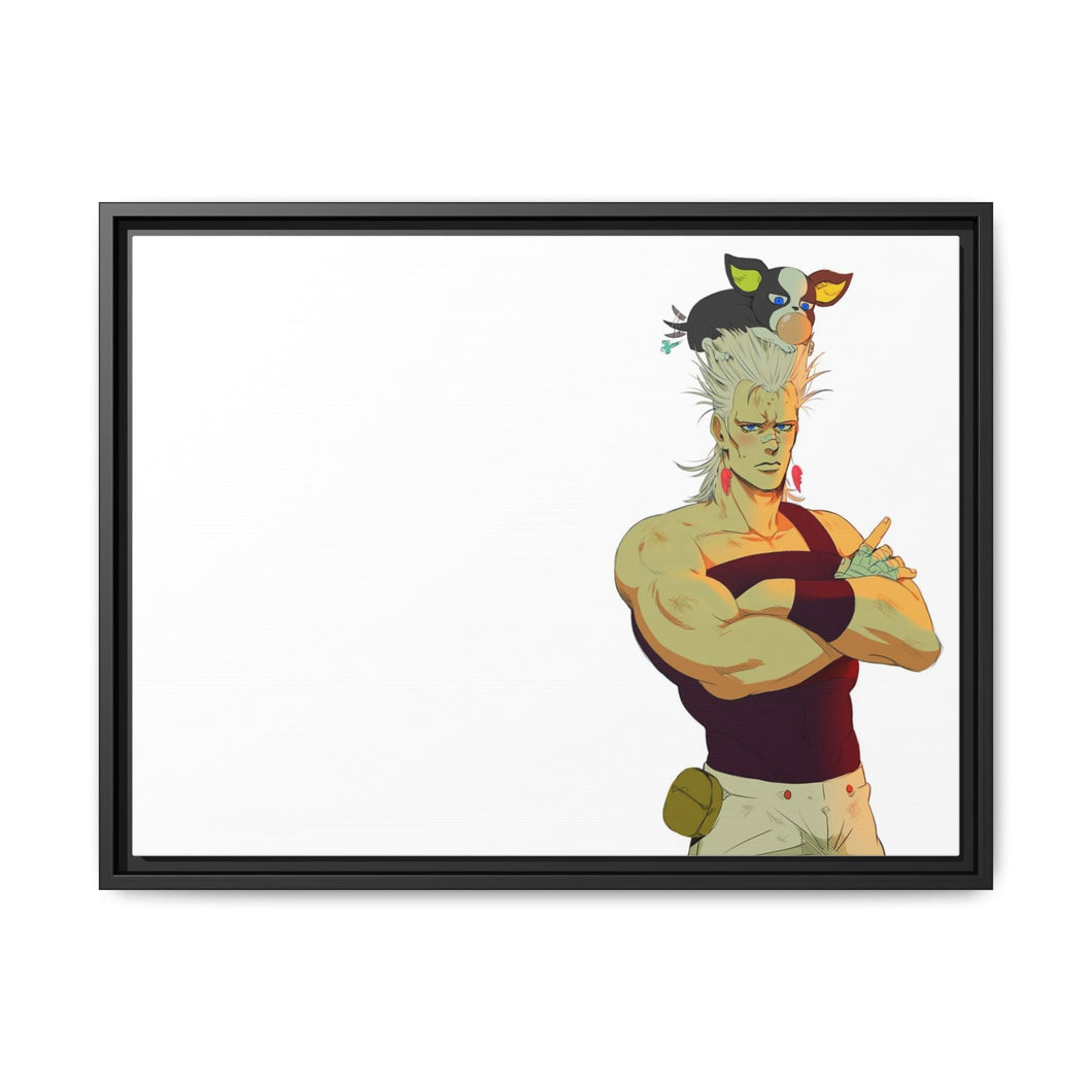 Jean Pierre Polnareff e Iggy Canvas Framed Art Print