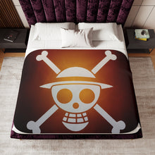 Load image into Gallery viewer, Luffy Jolly Roger Sherpa Blanket
