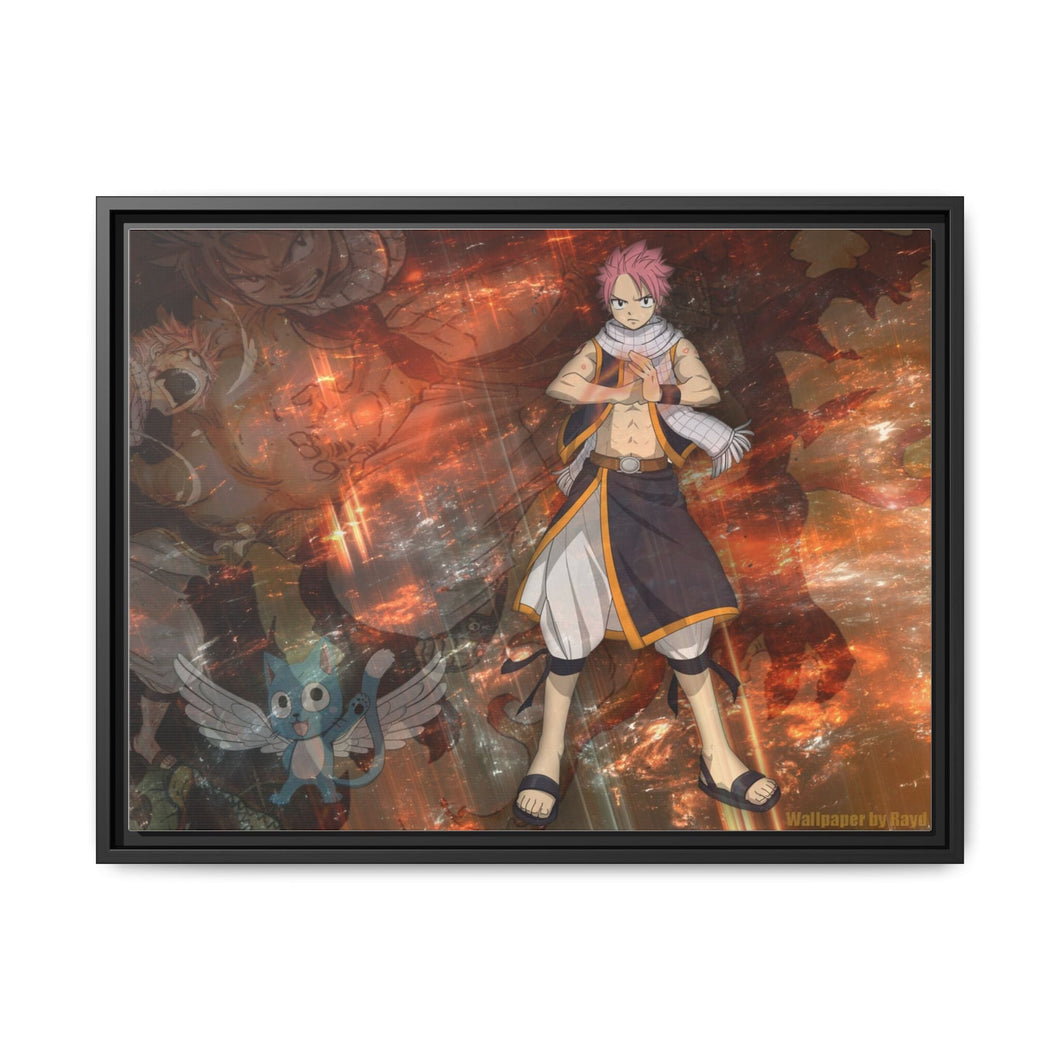 Fairy Tail Natsu Dragneel, Happy Canvas Framed Art Print