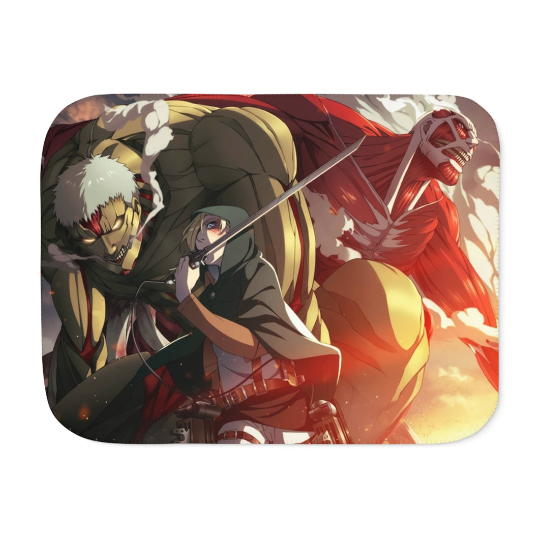 Colossal and armored titan and Annie Leonhart Sherpa Blanket