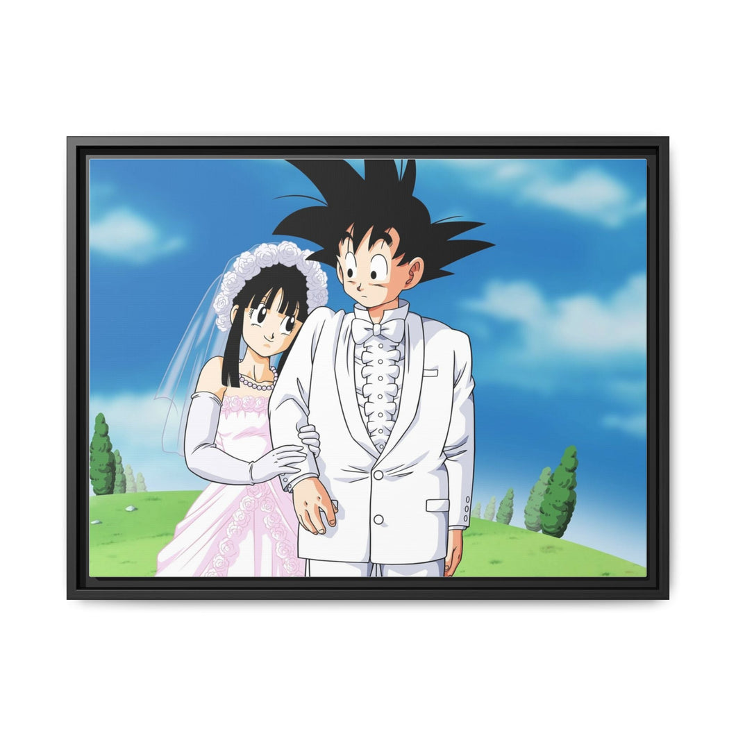 Goku and Chi-Chi Marriage Canvas Framed Art Print