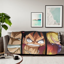 Load image into Gallery viewer, Zoro,Luffy and Sanji Sherpa Blanket
