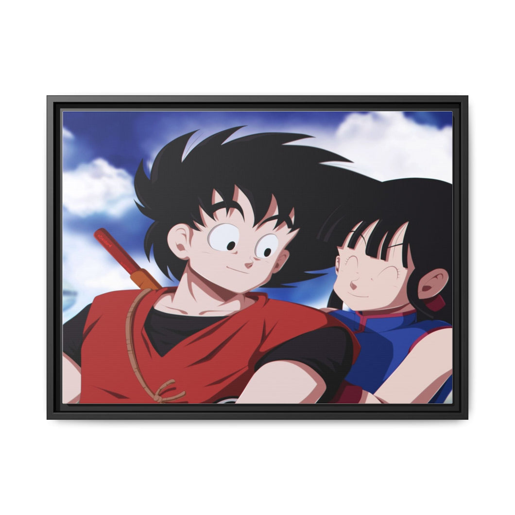 Goku and Chichi Canvas Framed Art Print