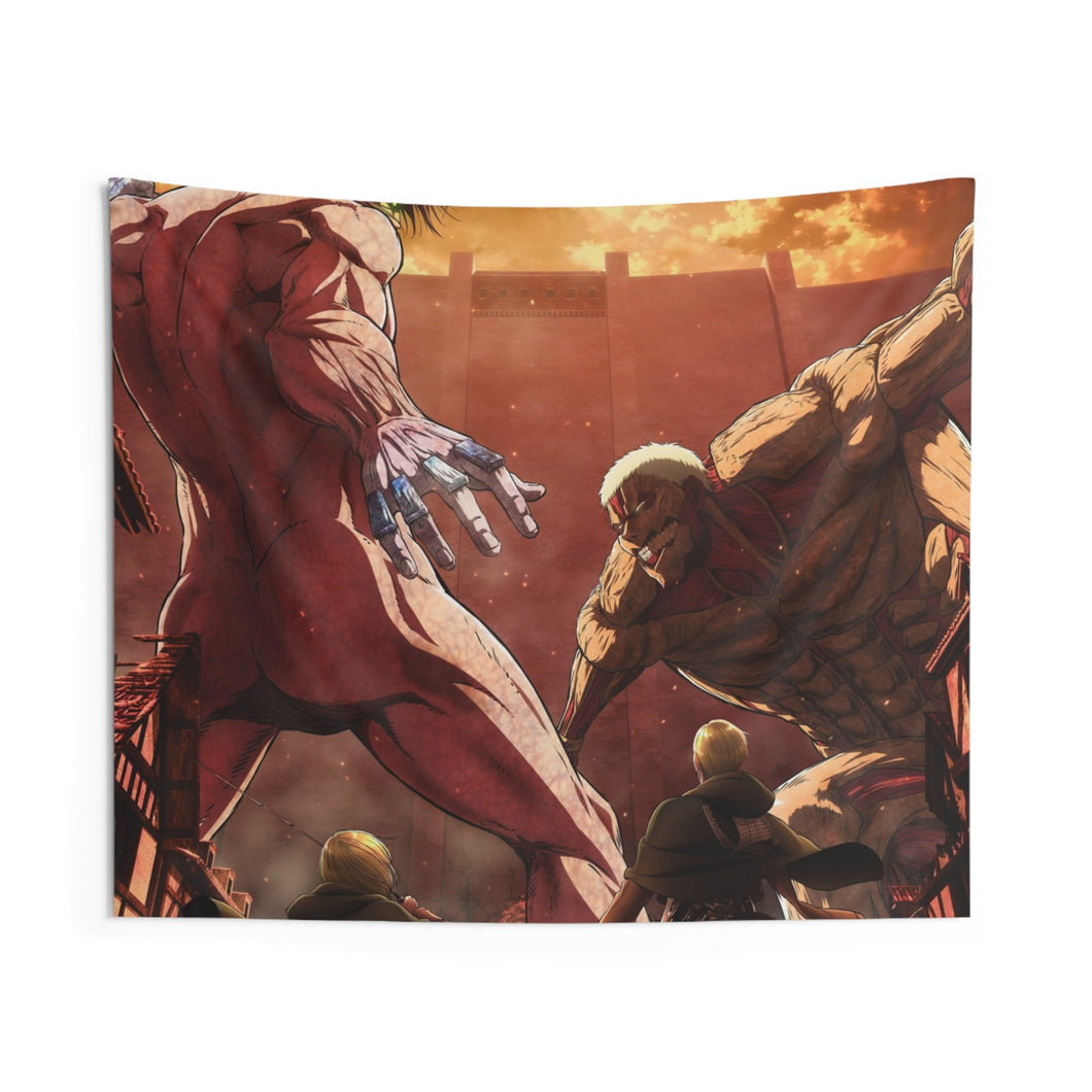 Eren fights the Armored Titan on Shiganshina Indoor Wall Tapestry