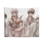 Gintama Gintoki Sakata, Kagura, Shimura Shinpachi, Toushirou Hijikata, Okita Sougo Indoor Wall Tapestry
