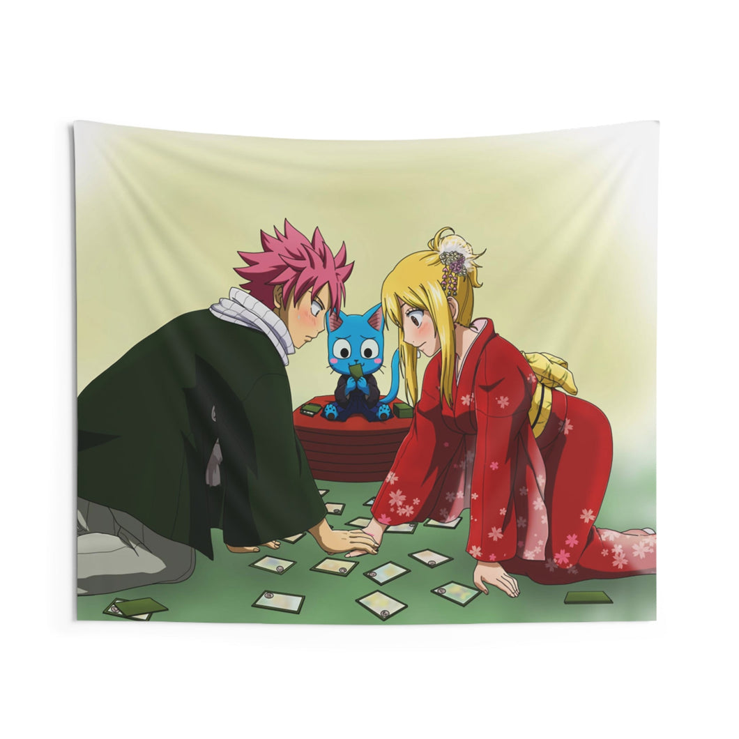 Fairy Tail Natsu Dragneel, Lucy Heartfilia, Happy Indoor Wall Tapestry