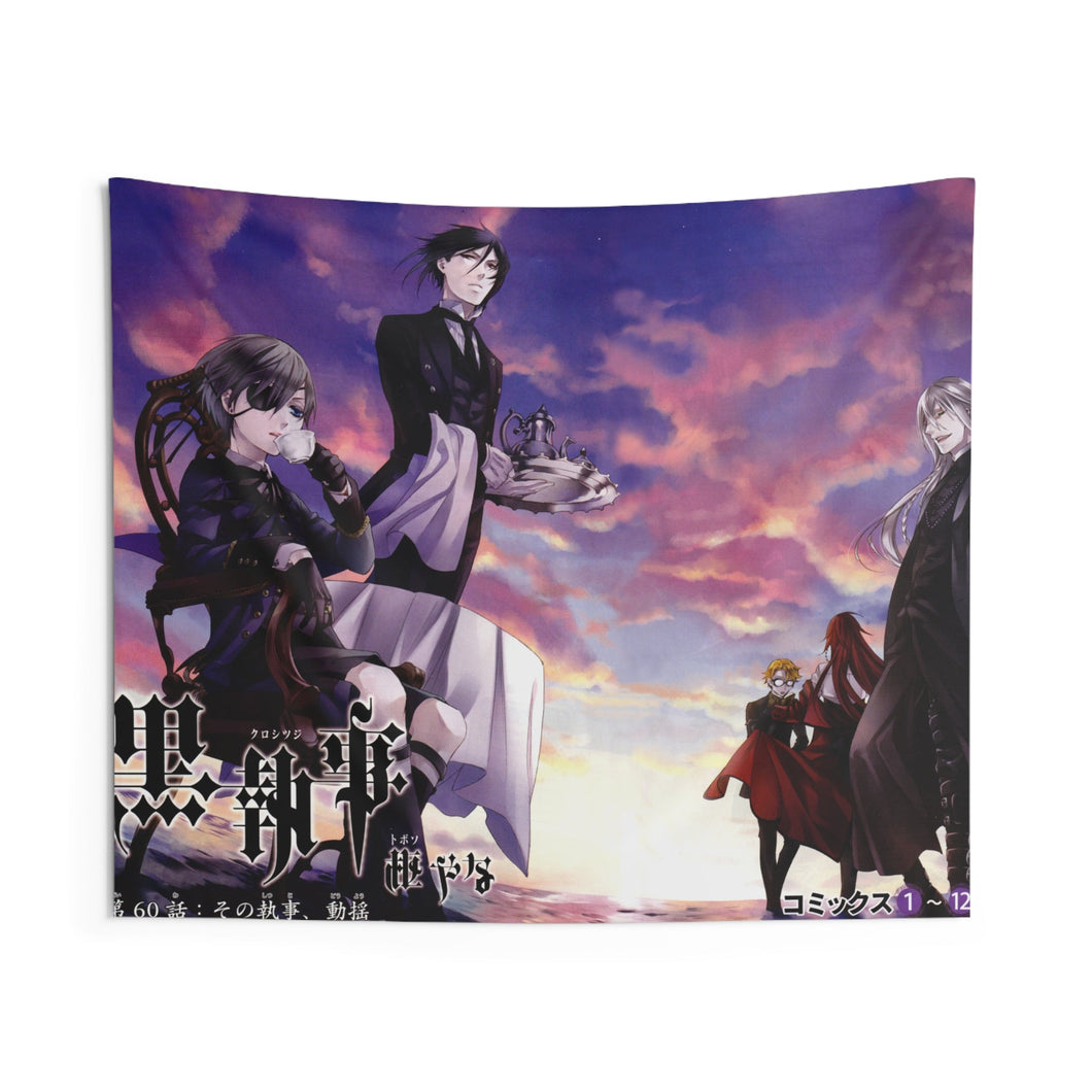 Sebastian Michaelis, Ciel Phantomhive and Undertaker (Black Butler) Indoor Wall Tapestry