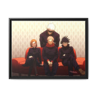 Satoru Gojo Yuji Itadori Nobara Kugisaki and Megumi Fushiguro Canvas Framed Art Print