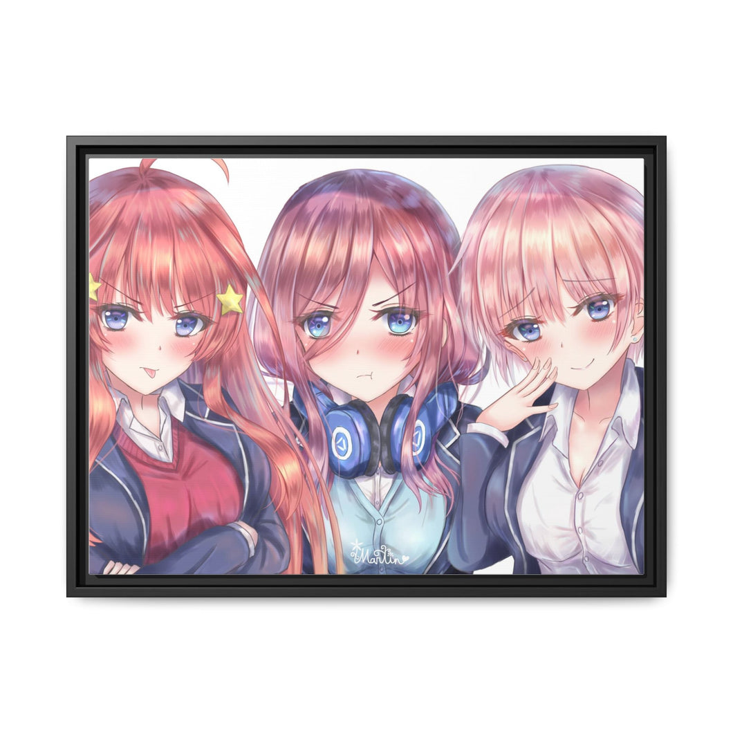 The Quintessential Quintuplets Miku Nakano, Itsuki Nakano, Nino Nakano, Yotsuba Nakano, Ichika Nakano Canvas Framed Art Print