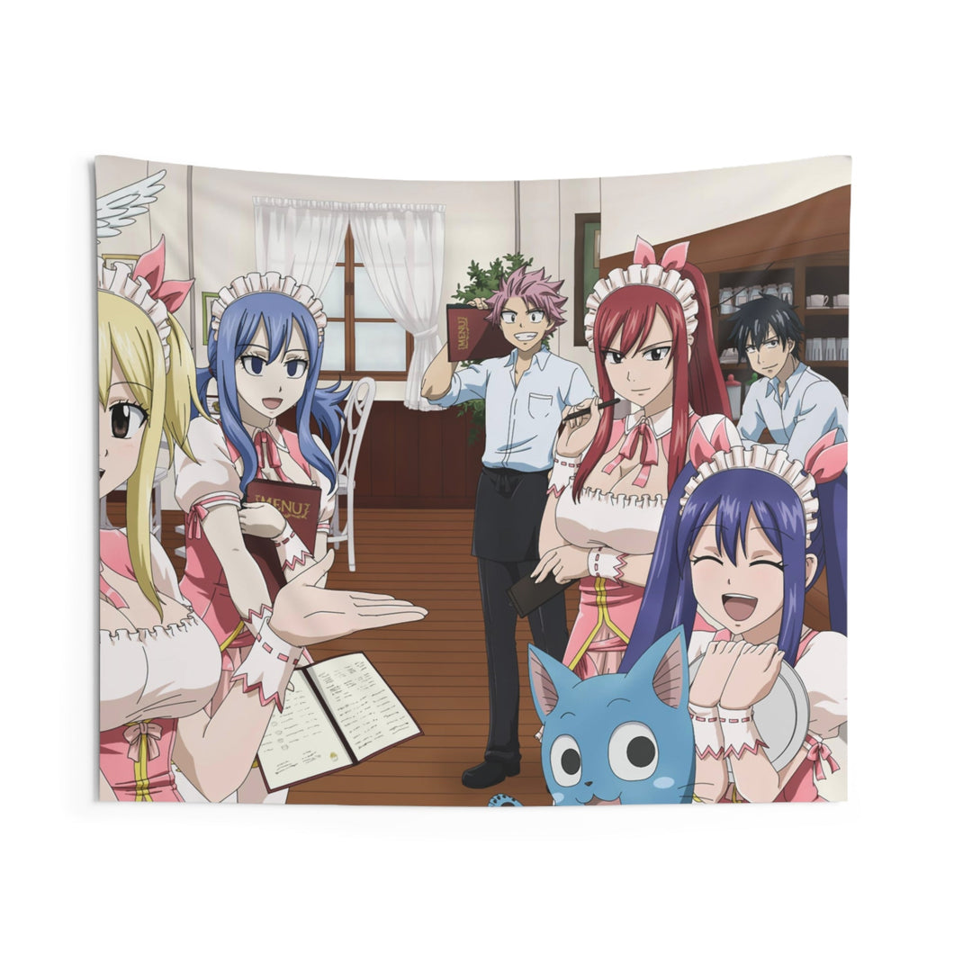 Fairy Tail Natsu Dragneel, Erza Scarlet, Gray Fullbuster, Lucy Heartfilia, Happy Indoor Wall Tapestry