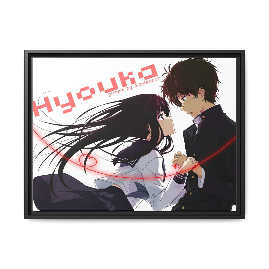 Eru Chitanda  And Hōtarō Orekiholding hands together Canvas Framed Art Print