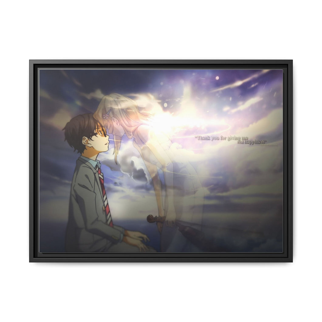 Arima and Kaori Canvas Framed Art Print