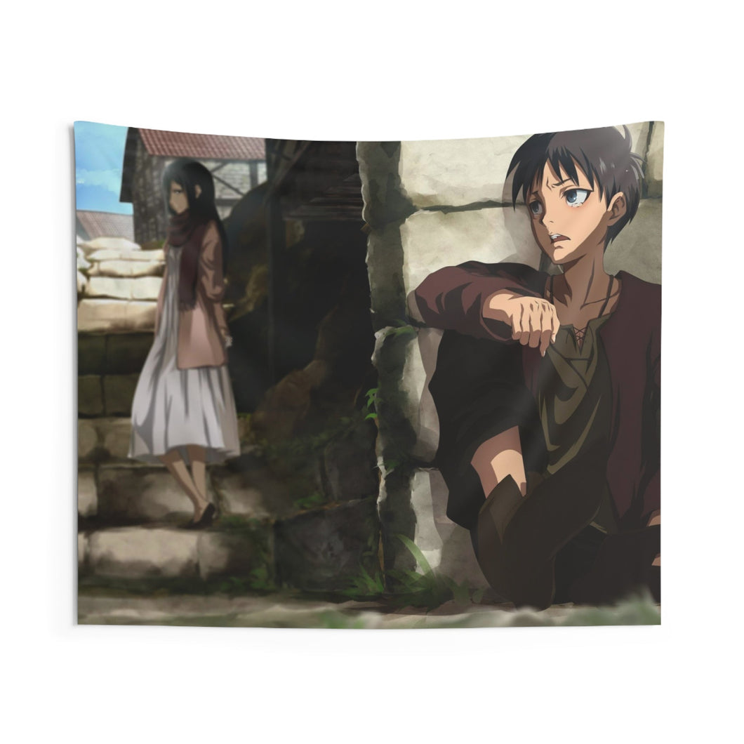 Eren Yeager and Mikasa Ackerman Indoor Wall Tapestry