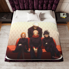 Load image into Gallery viewer, Satoru Gojo Yuji Itadori Nobara Kugisaki and Megumi Fushiguro Sherpa Blanket

