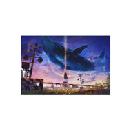 Whale swimming in the sky Rug