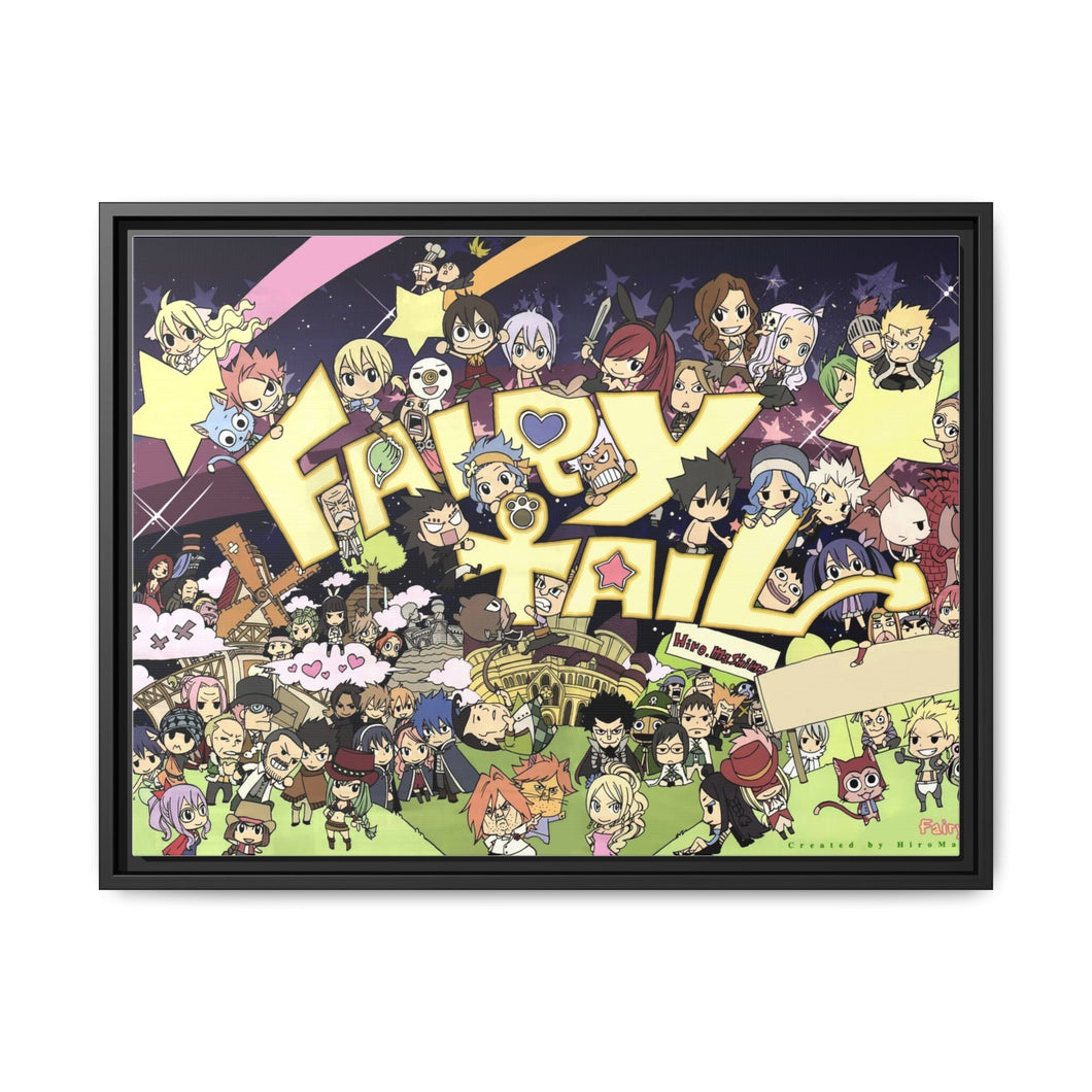 Fairy Tail Natsu Dragneel, Erza Scarlet, Gray Fullbuster, Lucy Heartfilia, Happy Canvas Framed Art Print