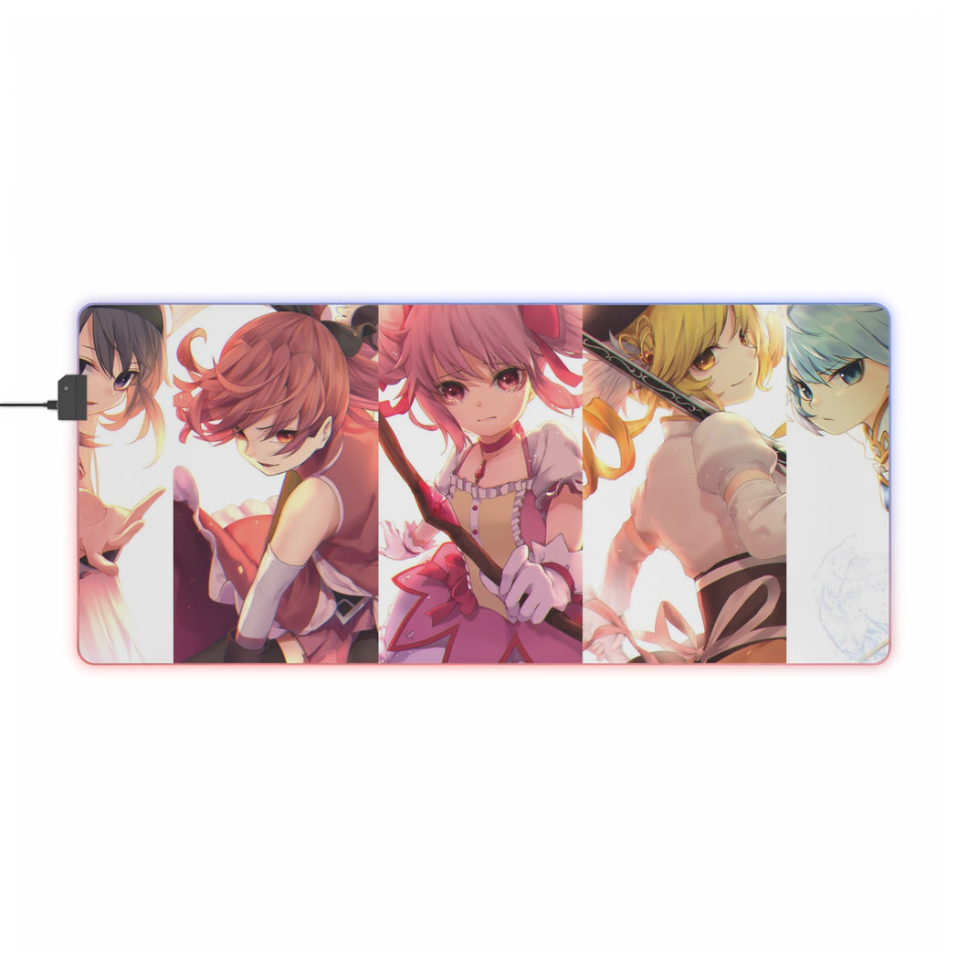 Puella Magi Madoka Magica Homura Akemi, Madoka Kaname, Sayaka Miki, Mami Tomoe RGB LED Mouse Pad (Desk Mat)