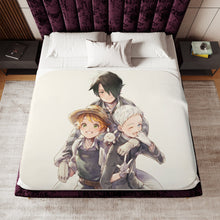 Load image into Gallery viewer, The Promised Neverland Ray, Norman, Emma Sherpa Blanket
