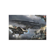 Roy flying Skull Leader with SDF1 in background Rug