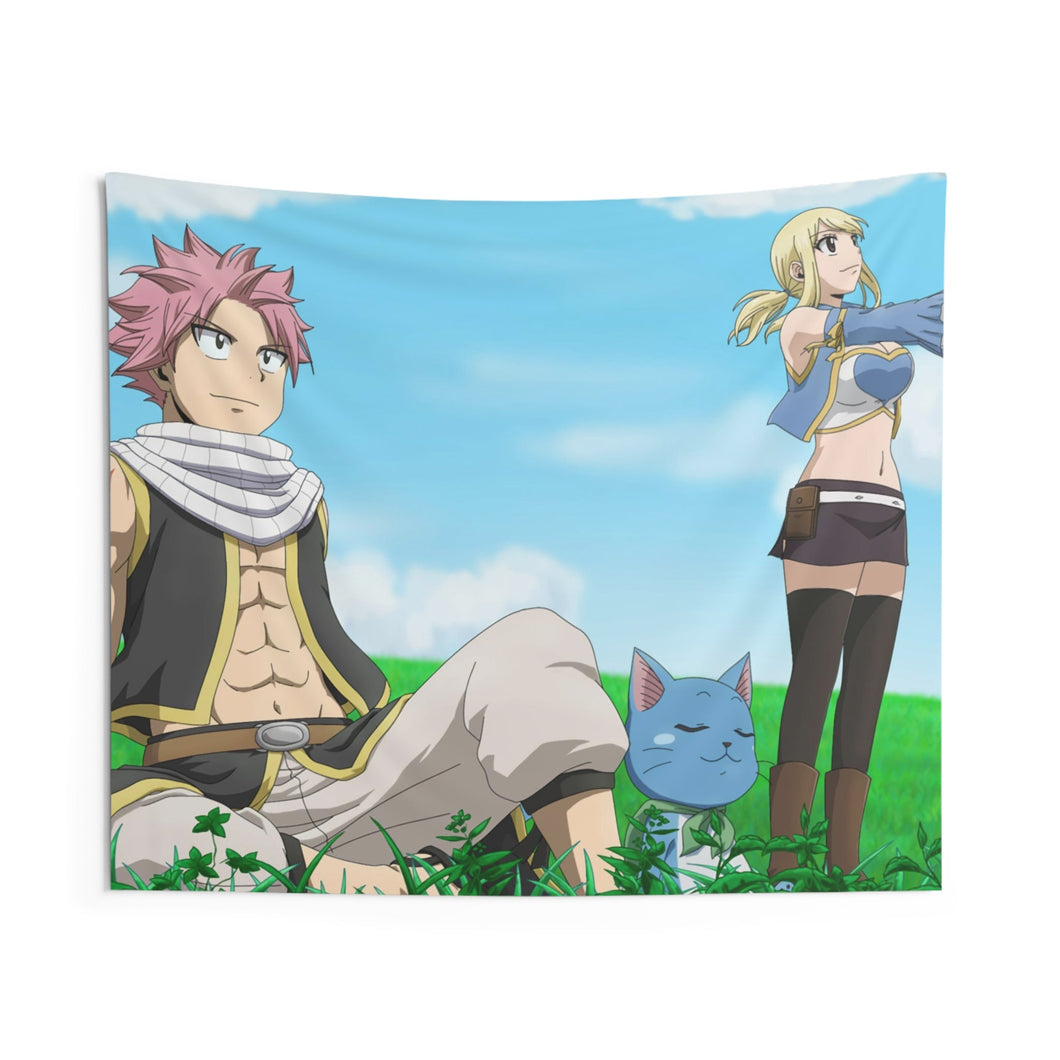 Fairy Tail Natsu Dragneel, Lucy Heartfilia, Happy Indoor Wall Tapestry