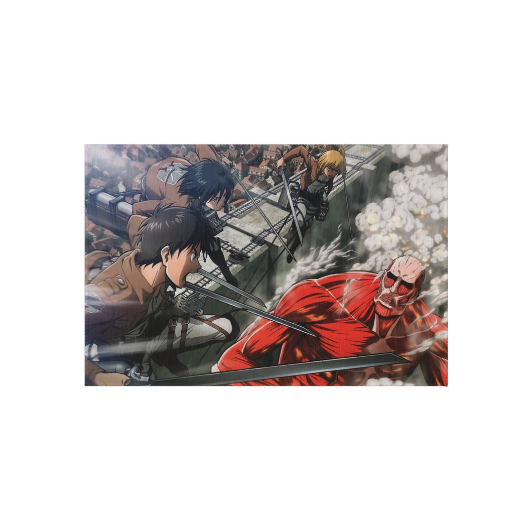 Eren and Mikasa vs Colosse Titan Rug