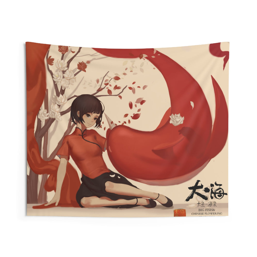 Big Fish & Begonia Indoor Wall Tapestry