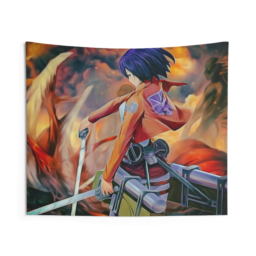 attack on titan mikasa Indoor Wall Tapestry