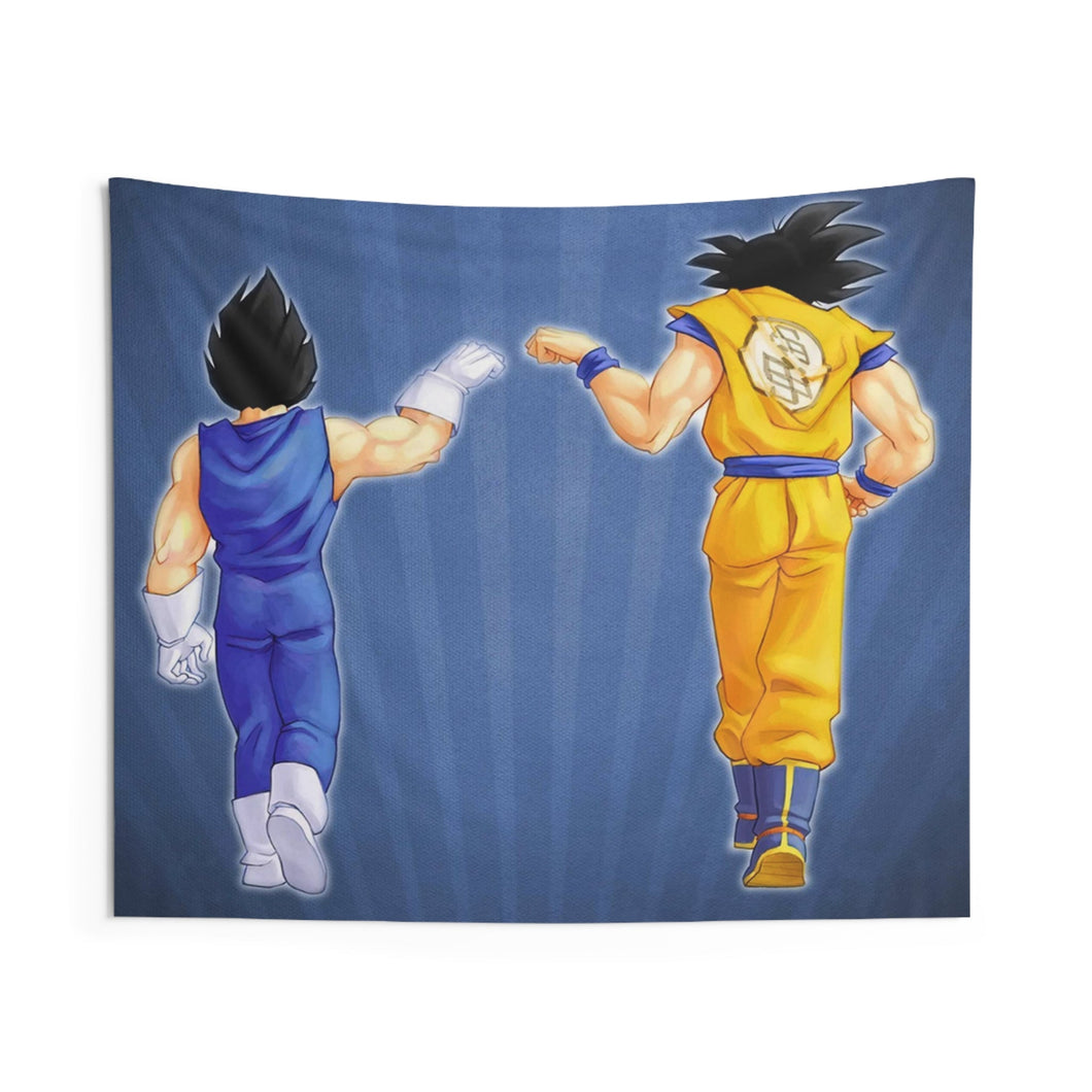 Goku and Vegeta fist bump Indoor Wall Tapestry