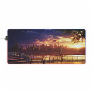 Futuristic Anime Cityscape At Sunset RGB LED Mouse Pad (Desk Mat)