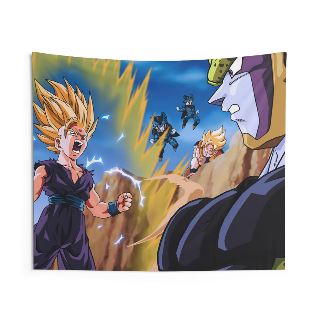Gohan SSJ 2 vs Cell Indoor Wall Tapestry