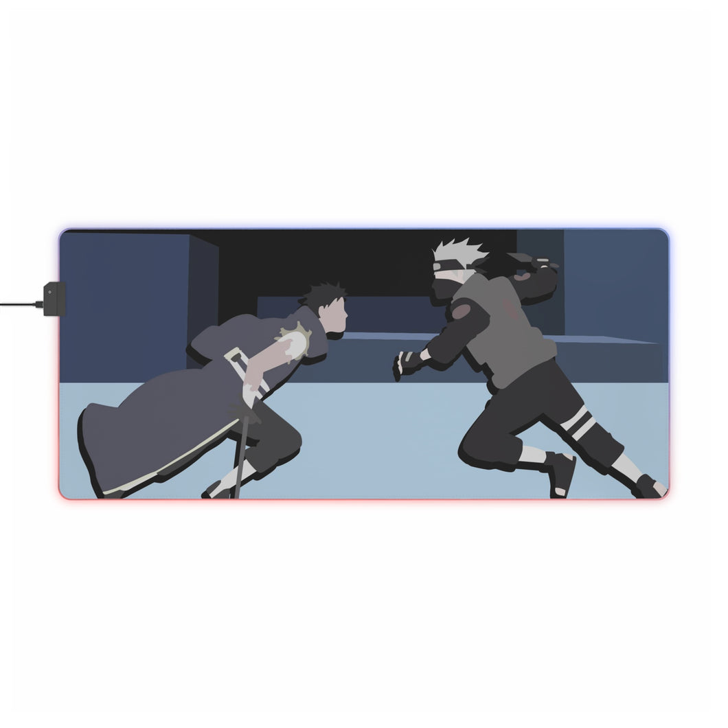 Minimalist Kakashi vs Obito RGB LED Mouse Pad (Desk Mat)