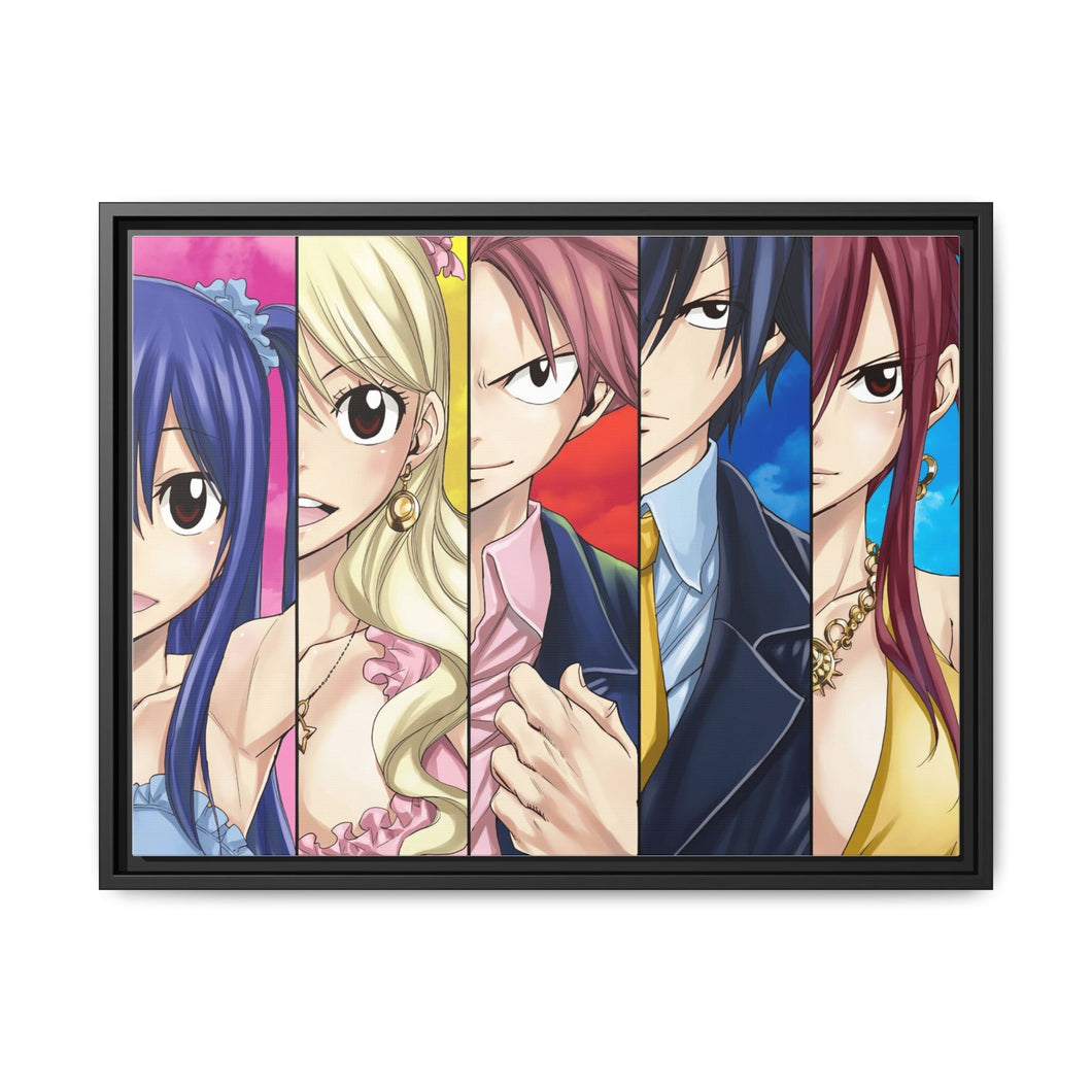 Fairy Tail Natsu Dragneel, Erza Scarlet, Gray Fullbuster, Lucy Heartfilia, Wendy Marvell Canvas Framed Art Print