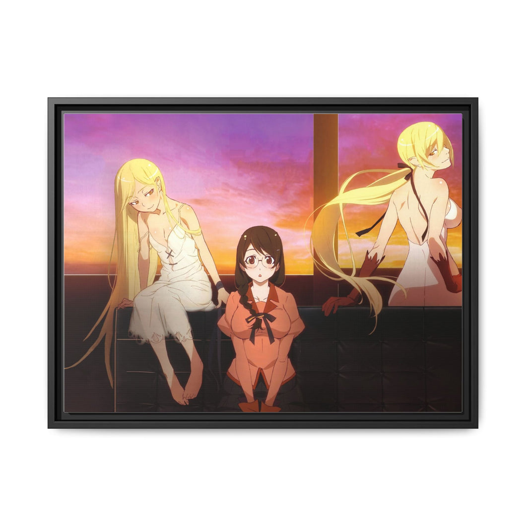Kiss Shot and Hanekawa Canvas Framed Art Print