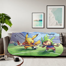 Load image into Gallery viewer, Pokemon Soccer Match Sherpa Blanket
