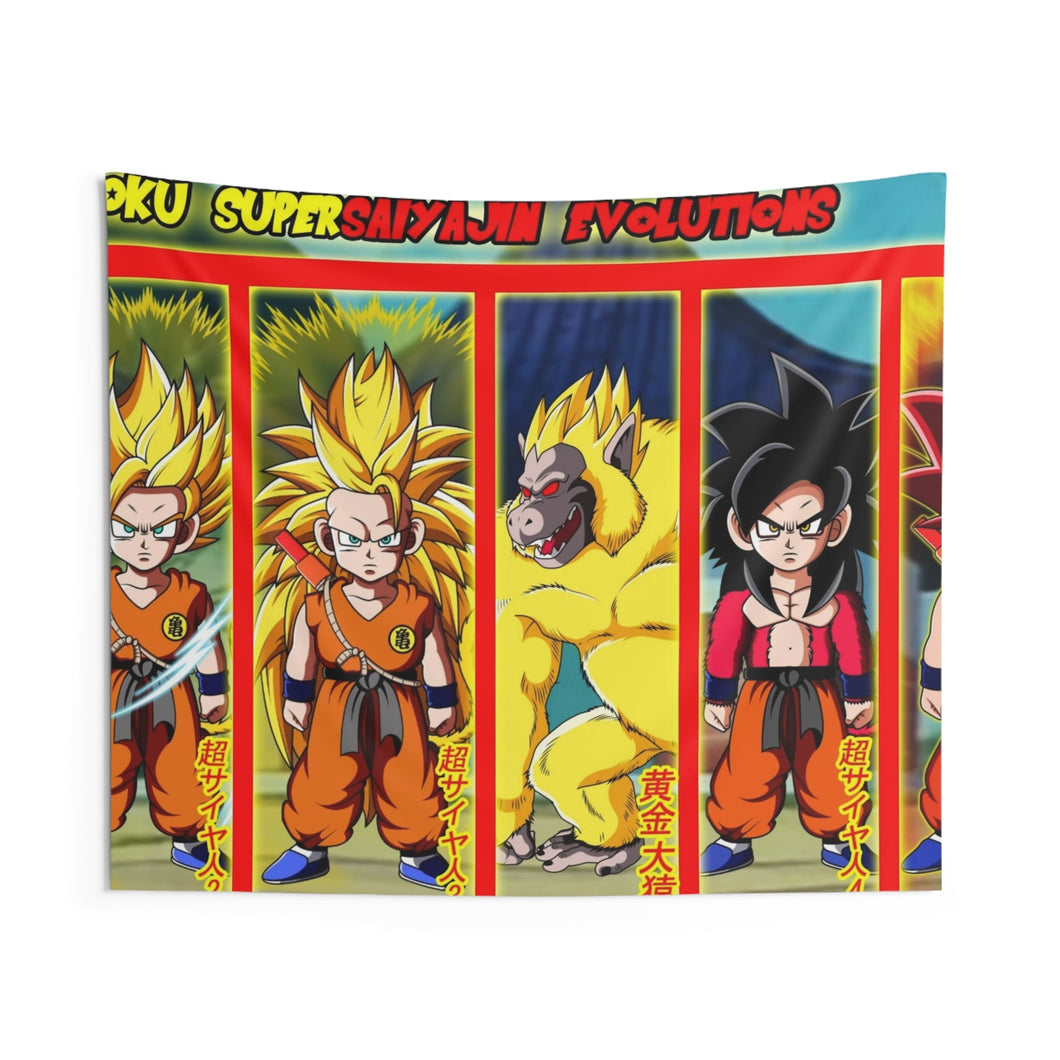 Kid Goku Supersaiyajin Evolutions Indoor Wall Tapestry