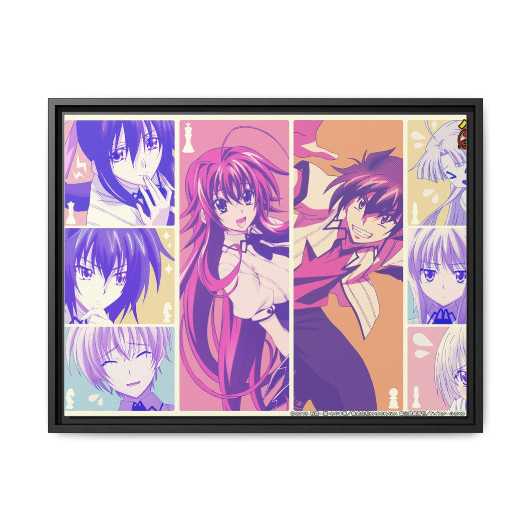 High School DxD Rias Gremory, Akeno Himejima, Issei Hyoudou, Koneko Toujou, Asia Argento Canvas Framed Art Print