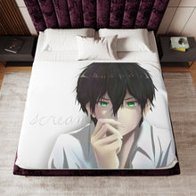 Load image into Gallery viewer, Hōtarō Oreki Face Sherpa Blanket
