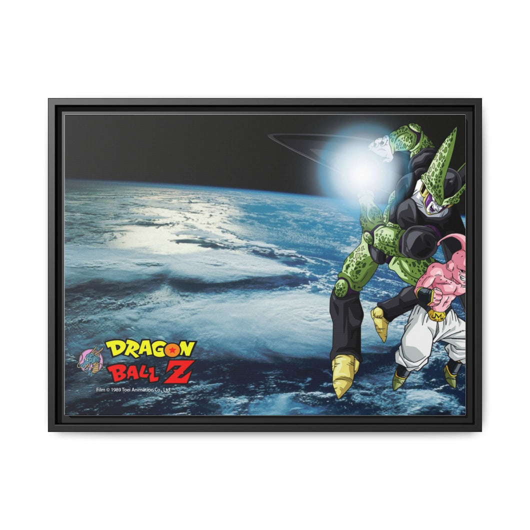 Frieza, Cell, Buu and Earth Canvas Framed Art Print