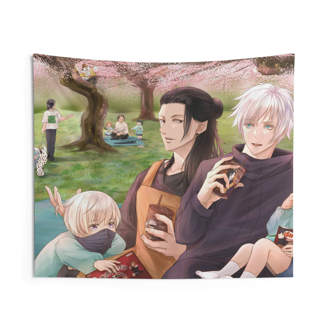 Yuji Itadori, Toji Fushiguro, Maki Zenin, Mahito, Yuta Okkotsu, Megumi Fushiguro, Choso, Jogo, Satoru Gojo and Suguru Geto Indoor Wall Tapestry