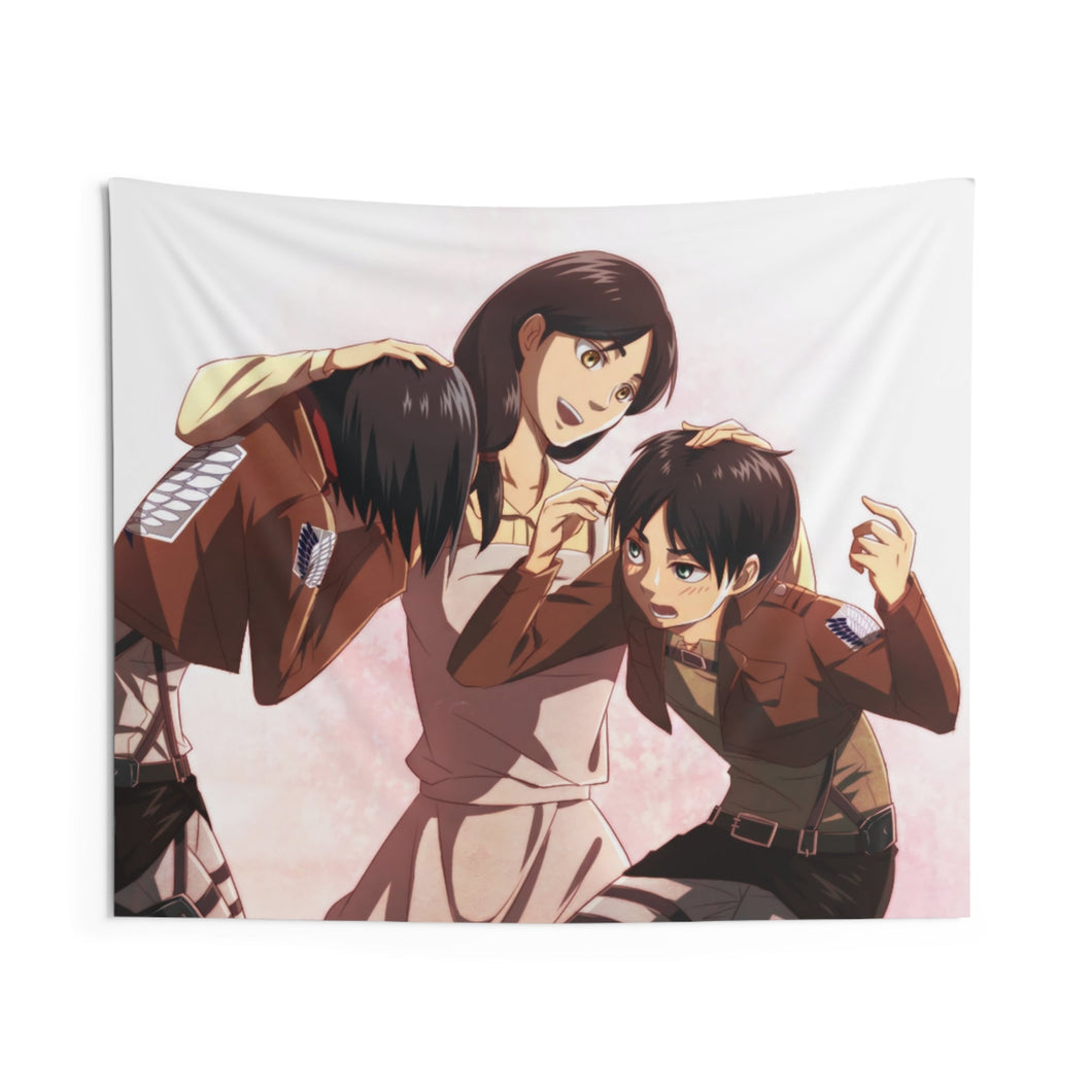 Eren Jäger,Mikasa Ackerman and Carla Yeager Indoor Wall Tapestry
