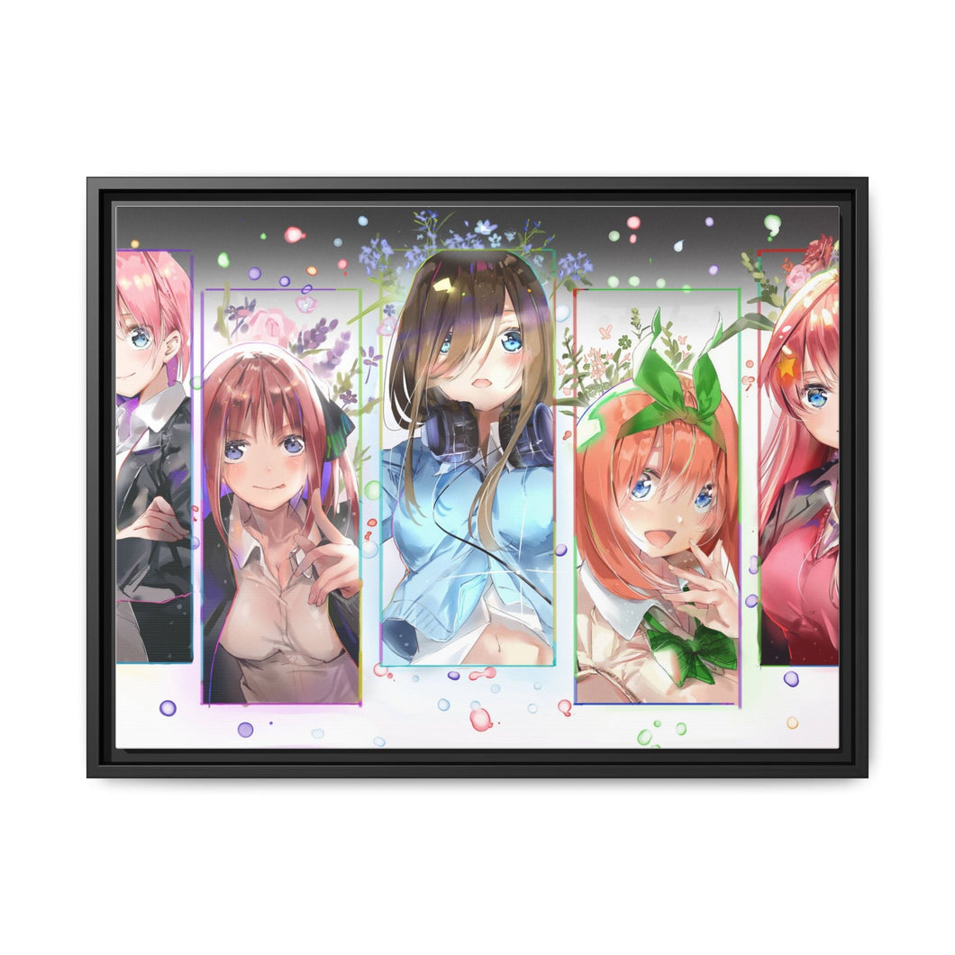 The Quintessential Quintuplets Miku Nakano, Itsuki Nakano, Nino Nakano, Yotsuba Nakano, Ichika Nakano Canvas Framed Art Print