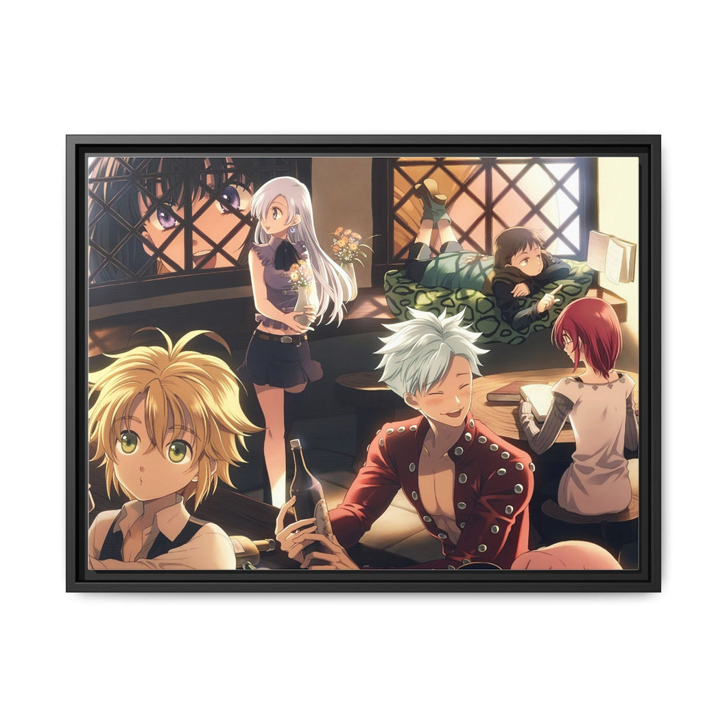 The Seven Deadly Sins Ban, Meliodas, King, Diane, Elizabeth Liones Canvas Framed Art Print