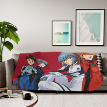 Load image into Gallery viewer, Neon Genesis Evangelion Shinji Ikari, Rei Ayanami, Kaworu Nagisa Sherpa Blanket
