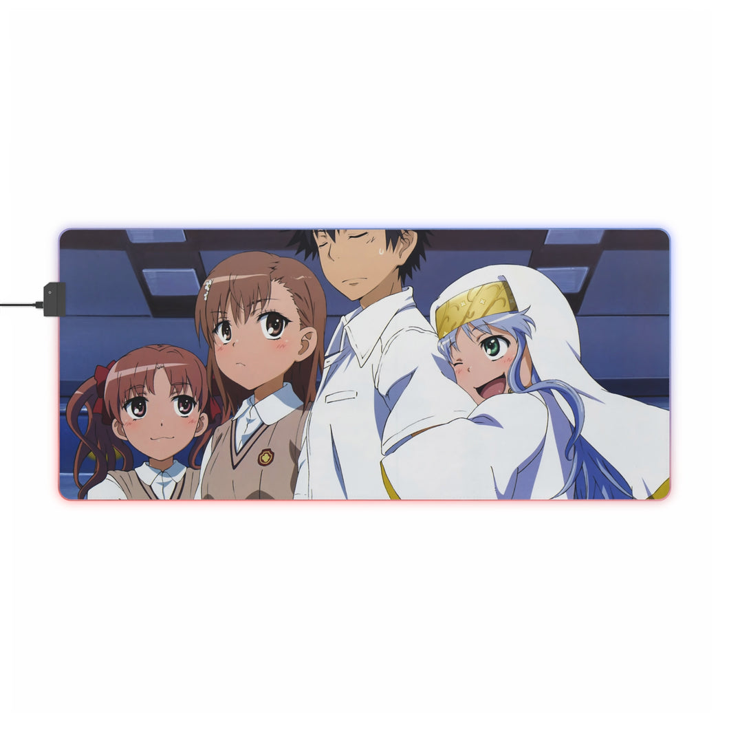 A Certain Magical Index Kamijou Touma, Index Librorum Prohibitorum, Mikoto Misaka, Kuroko Shirai RGB LED Mouse Pad (Desk Mat)