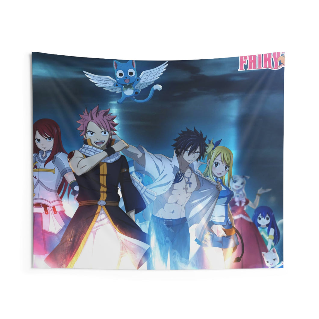 Fairy Tail Natsu Dragneel, Erza Scarlet, Gray Fullbuster, Lucy Heartfilia, Happy Indoor Wall Tapestry