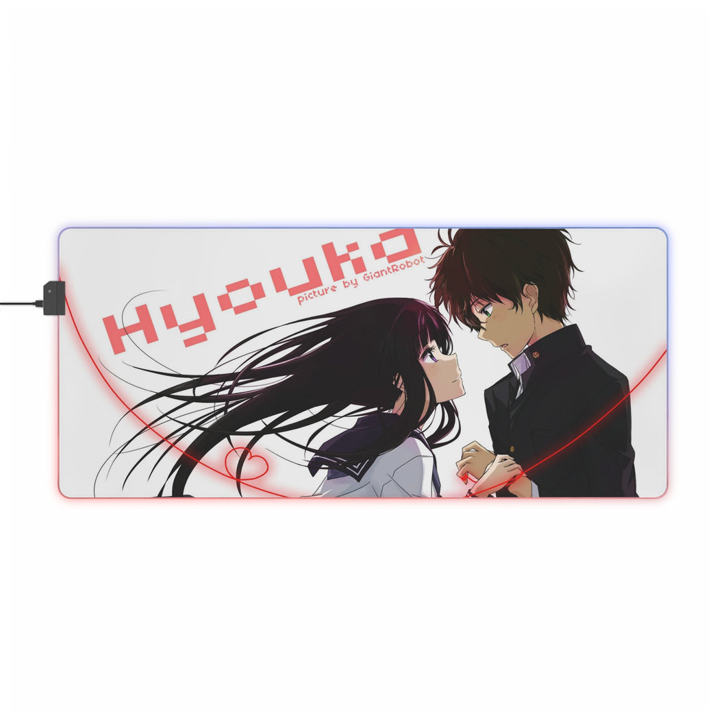 Eru Chitanda  And Hōtarō Orekiholding hands together RGB LED Mouse Pad (Desk Mat)