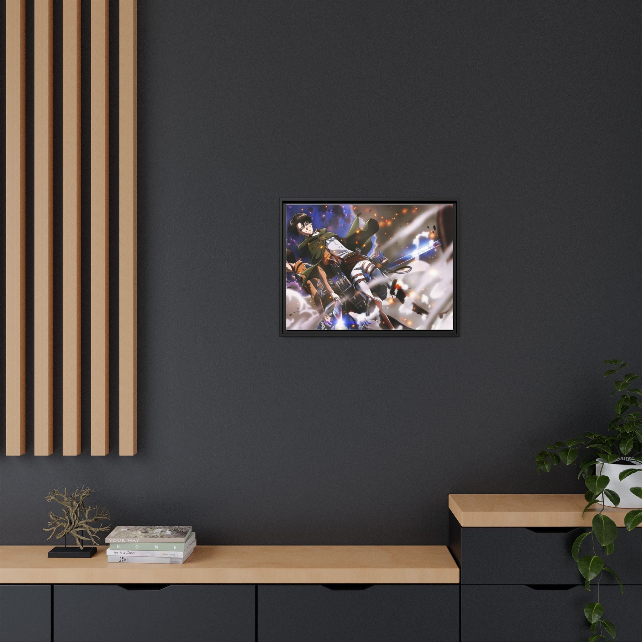 Load image into Gallery viewer, Eren Yeager and Levi Ackerman Canvas Framed Art Print