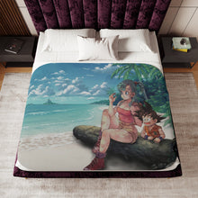 Load image into Gallery viewer, Bulma and Goku Dragon Ball Sherpa Blanket
