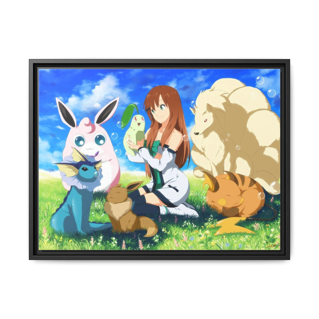 Anime Pokémonr Canvas Framed Art Print