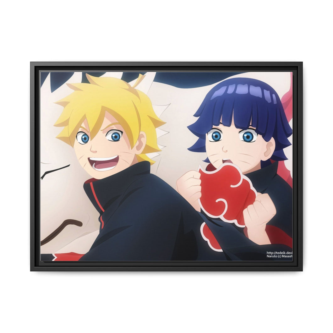 Boruto, Himawari & Akamaru Canvas Framed Art Print
